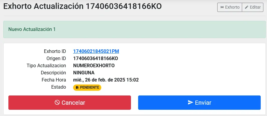 Botón Enviar Actualización