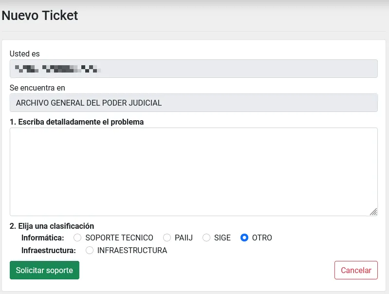 Formulario nuevo tickets